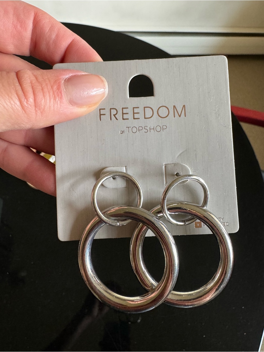 Topshop Freedom Double Hoop Silver Earrings